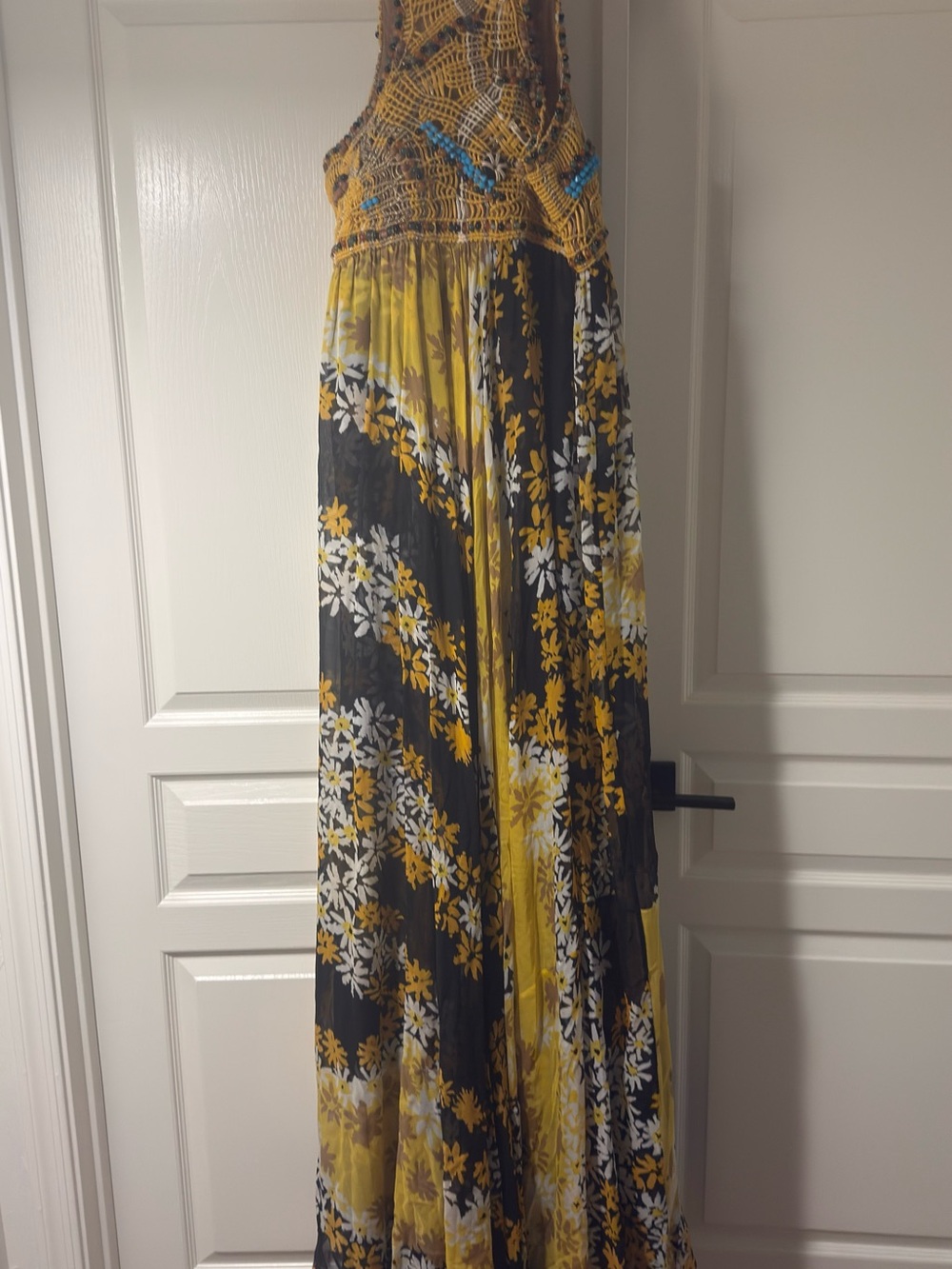 Diane Von Furstenberg Yellow, Black & White Floral Maxi Dress sz10